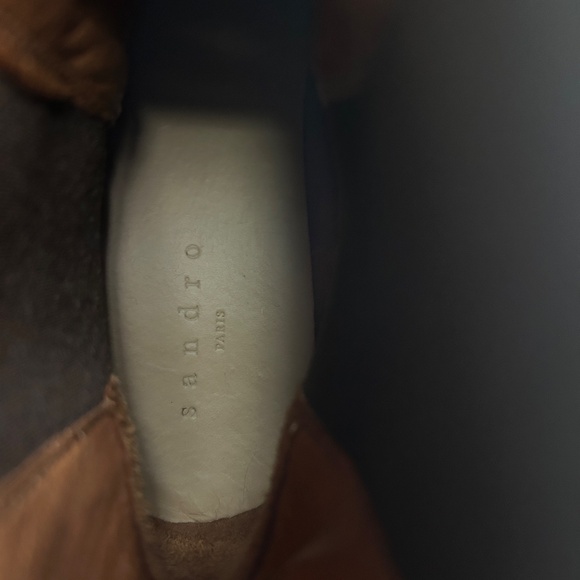 SANDRO Noha Leather Chelsea Boots Notched Gold size 38 39 7.5 - Picture 14 of 16